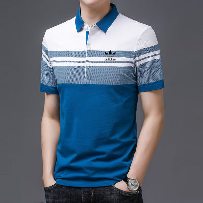 【2สี】เสื้อโปโลผู้ชายผ้าฝ้ายLapel Collar Tเสื้อCasualสั้นแขนTshirt