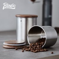 Bincoo ถังเก็บผงกาแฟปิดผนึกเมล็ดกาแฟสแตนเลสสตีลย้อนยุคถังเก็บที่เก็บชา350มล./500มล.