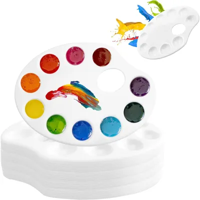 Acrylic Paint Palette With Thumb Holes Oval Color Palette For Watercolor Painting Oval-shaped Watercolor Palette Gouache Painting Palette With Thumb Holes Watercolor Palette With Thumb Holes