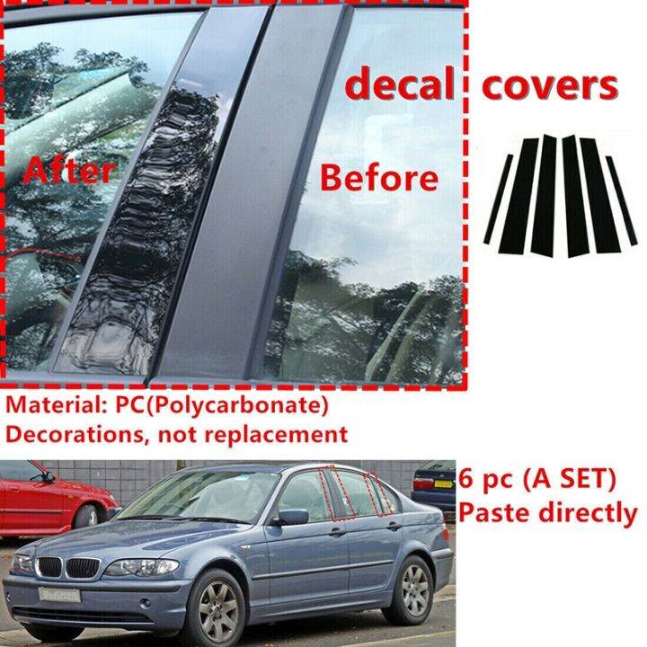 hot-6pcs-for-3-e46-4-door-sedan-saloon-1998-2004-2005-door-window-pillar-posts-trim-molding-cover-stickers-accessories