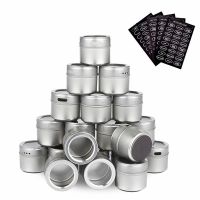 LMETJMA Magnetic Spice Tins Stainless Steel Spice Jar Set With Stickers Pepper Shakers Salt Pepper Set Seasoning Sprays  KC0017 LED Strip Lighting