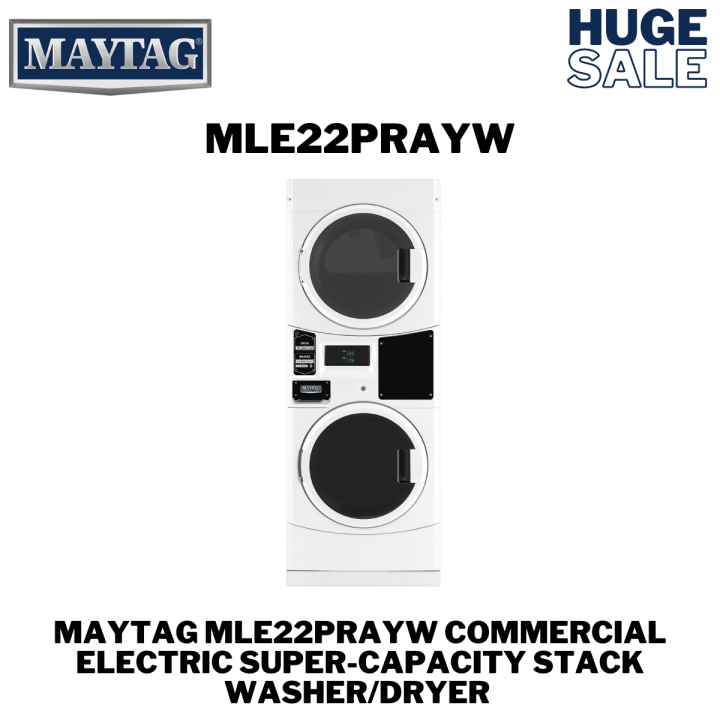 MAYTAG MLE22PRAYW COMMERCIAL ELECTRIC SUPERCAPACITY STACK WASHER/DRYER