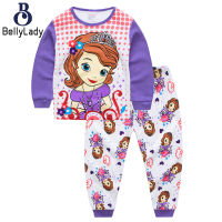 2pcs Girls Long Sleeves Pajamas Set Sweet Cartoon Printing Tops Trousers Suit For 2-8 Years Old Kids【fast】