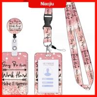 NIAOJIU ซองใส่บัตรพลาสติก ID สีชมพู4.52.8นิ้วซองใส่บัตรพร้อมม้วนสปริงยืดหดได้น่ารักคลิปสำนักงาน