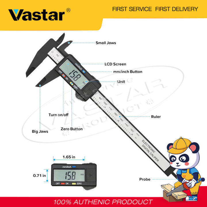 Vastar 1 Pcs 100mm Digital Vernier Caliper Accurate Caliper Carbon
