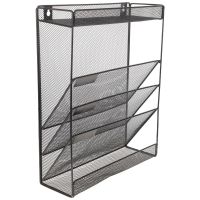 Wall File Organizer Holder Magazine Hanging Rack Pockets Mount Folder Mounted Black Metal Office Bathroom Pocket Mesh Folders