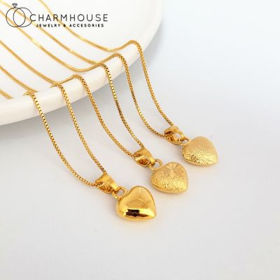 【CW】24K Yellow Gold Plated Charm Necklaces For Women Heart Pendant Necklace Chain Collier Femme Choker Wedding Jewelry Accessories