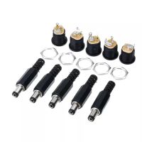 10PCS 12V 3A 5.5 x 2.1mm Plastic Male Plugs+ DC-022 DC Power Socket Female Jack Screw Nut Panel Mount Connector DC022 5.5*2.1 MMWires Leads Adapters