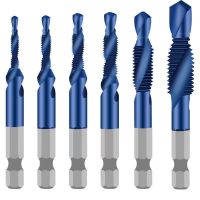 6ชิ้น M3-M10สกรูแตะเจาะบิตไฮสปีดก๊อก Countersink Deburr ชุดเมตริกรวมกันบิตเหล็กความเร็วสูง14ในการเปลี่ยนแปลงอย่างรวดเร็ว Hex