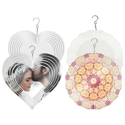 4Pack 10 Inch Sublimation Wind Spinner Blanks,Double-Sided Hanging 3D Wind Sculpture for Outdoor Garden Yard Decoration