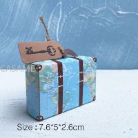 Mini Travel Suitcase Candy Box Kraft Paper Chocolate Favor Gift Box Packaging Bag Wedding Birthday Party Decoration