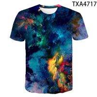 2023 NEWStarry Sky Art Splash Ink Design Space Cloud Tees ฤดูร้อนแขนสั้น3D พิมพ์ T เสื้อผู้ชายผู้หญิง Casual Streetwear Tops Tee