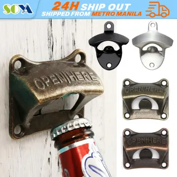 Zinc Alloy Bottle Opener Wall Mounted Vintage Retro Beer Opener Tool  Accessories Bronze Color with Screws Bar Decoration Gadgets