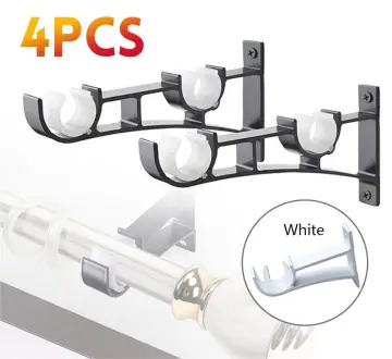 4pcs Double Curtain Rod Brackets Heavy Duty Curtain Rod Holders