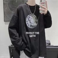 CODDian Zhen 3 Color【M-8XL】Korean Version Fashion Casual Trendy Brand Long Sleeve T-shirt Men Letter Printing Pattern Pattern Round Neck Top T-shirt Winter Long Sleeve T-shirt Bottoming Shirt Oversize Loose Comfortable T-shirt