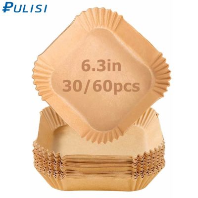 6.3Inch Air Fryer Liners Disposable 30/60Pcs Air Fryer Paper Square Non-Stick and Protected Air Fryer Disposable Oil Paper liner