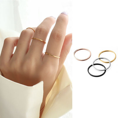 [Lady Sugar] แหวนสแตนเลสแบบบางเรียบง่ายสำหรับผู้หญิงและผู้ชาย1ชิ้นของขวัญแหวนเครื่องประดับซ้อนได้กว้าง2มม.