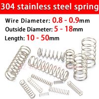 304 Stainless Steel Compression Spring Return Spring Steel Wire Diameter 0.8~0.9mm Outside Diameter 5~18mm  10 Pcs Cleaning Tools