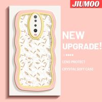 เคส JIUMOO สำหรับ Xiaomi POCO X2 POCO F2 Redmi เคส K30ลายกลีบดอกไม้สีทองใหม่ Colour Macaron โบกขอบกันกระแทกแบบใสนิ่มเคสมือถือโปร่งใสลายกล้องถ่ายรูปสร้างสรรค์เคสซิลิกาเจลฝาครอบป้องกัน