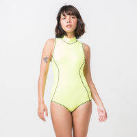 YELLOW NEON TURTLENECK ONE-PIECE