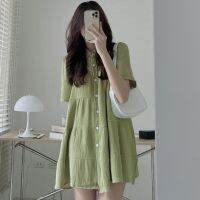 266ไขมัน มม. าดพิเศษ เสื้อเชิ้ตฝรั่งเศสเฉพาะกลุ่มชุดสตรีฤดูร้อน 2-300 ปอนด์หลวมแลดูผอมความวปานกลางชุดเสทรงเออินเทรนด์