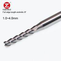 YUZETOOLS 3Flute Micro Diameter Carbide Milling Cutter 1.0 ~ 4.0mm สําหรับอลูมิเนียมขลุ่ยคอยาวร่องลึกทังสเตน Endmill Mini