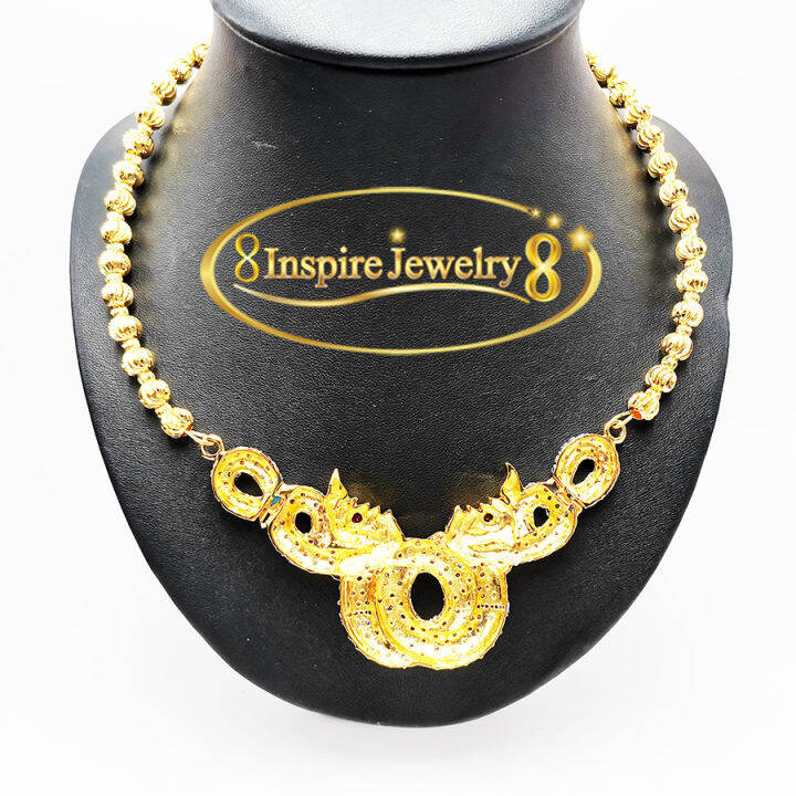 inspire-jewelry-สร้อยคอพญานาคเกี้ยว-สองเศียร-ฝังเพชรสวิส-ตาพลอยสีแดง-ต่อลายด้วยสร้อยคอเม็ดอิตาลีขนาดใหญ่-ให้เลือกระหว่างโชคคอหรือสร้อยคอ