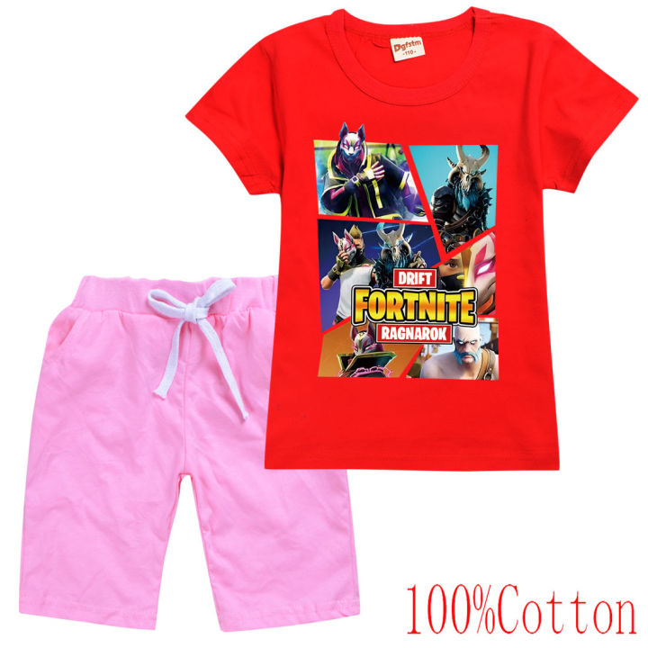 fortnites-เสื้อยืดชุดสาวเด็กแขนสั้นเสื้อทีกางเกงขาสั้น8353สบายๆการ์ตูนกางเกงขาสั้นใหม่บุคลิกภาพเสื้อยืดแฟชั่นใหม่