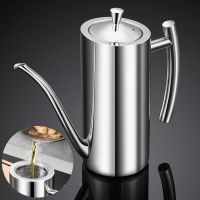 Stainless Steel Oil Pot Kitchen Oil Tank Pot Sauce Vinegar No Drip Dust-Proof Oil Storage Container Tank Storage Kitchen Tools