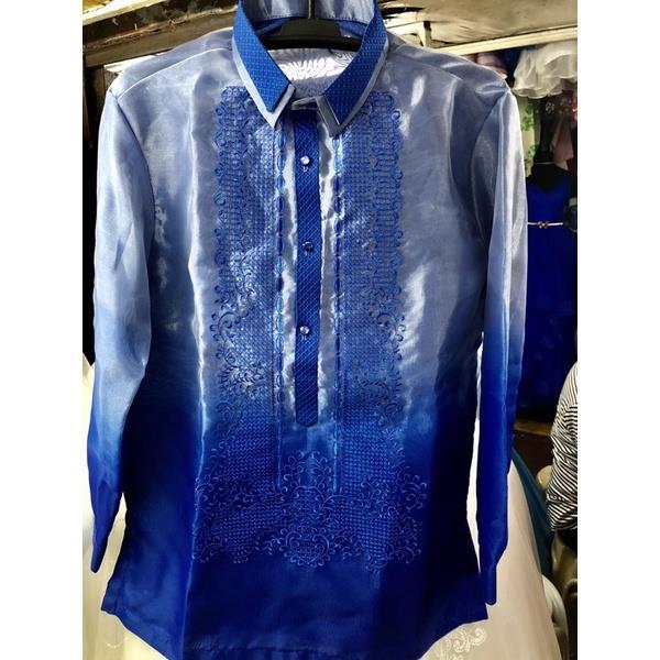 Royal Blue Ombre Barong Tagalog Double Collar | Lazada PH