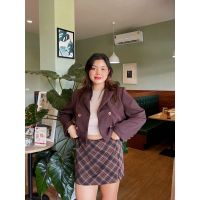 สุดพิเศษ ss blazer crop brown เสื้อสูทแขนยาวทรงครอปสีน้ำตาล ไซซ์สาวอวบ สุดคุ้ม เสื้อสเวตเตอร์ เสื้อคลุมมีฮู้ด เสื้อคลุมแขนยาว เสื้อคลุมไหมพรม เสื้อแจ็คเก็ต เสื้อคลุมแขนยาวถัก