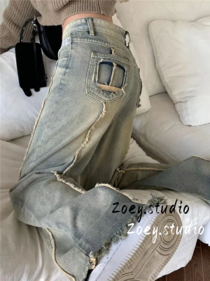 Zoey.Studio กางเกงยีนส์ กางเกงขายาว กางเกงคาร์โก้ผู้หญิง กระชับ ความสะดวกสบายความสะดวกสบาย ลำลอง 2023 NEW WNK2390615 36Z230909