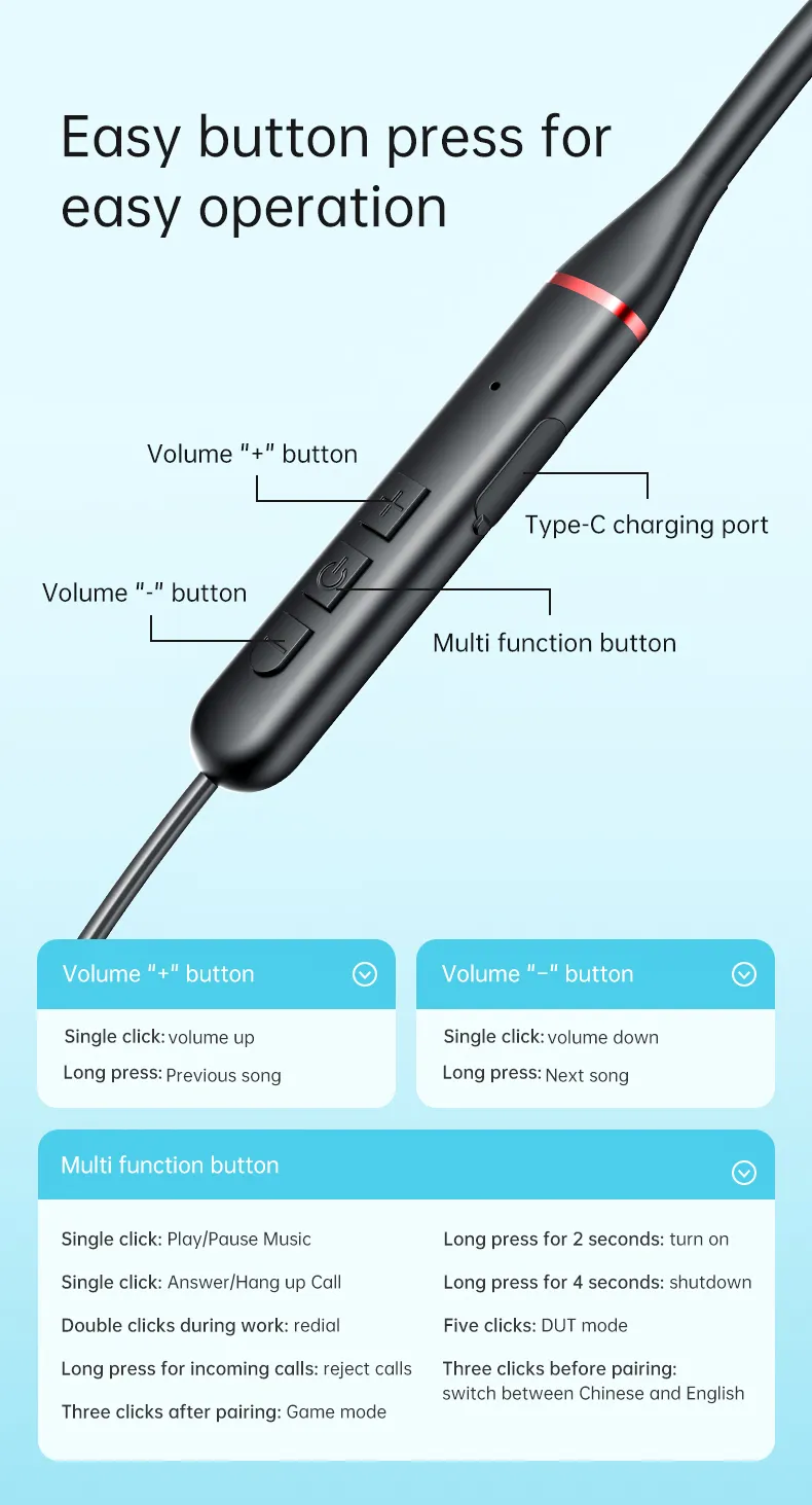 Rock Space Y6 Neckband Wireless Sports Earphones description image 9