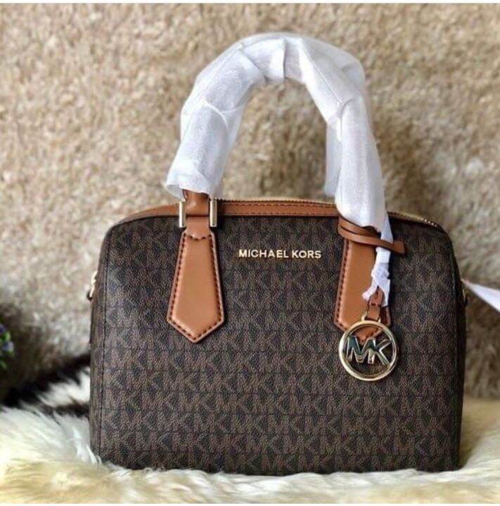Authentic Michael Kors Hayes Small Duffle Crossbody Bag Brown Lazada PH