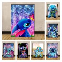 ▧⊙▼ Disney Anime Stitch ภาพวาดผ้าใบ Wall Art การ์ตูน Stitch Angel ภาพผ้าใบโปสเตอร์และพิมพ์เด็กตกแต่งบ้านภาพจิตรกรรมฝาผนัง