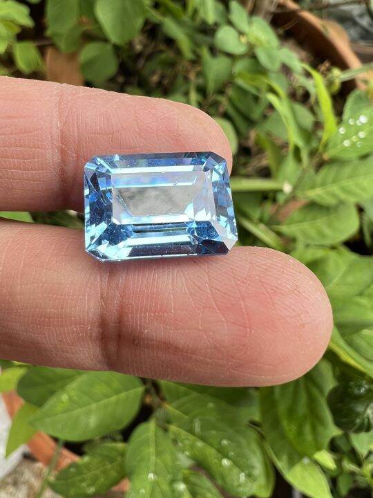 พลอยอัด-สีบลูโทพาส-เหลี่ยมชั้น-รูปสี่เหลี่ยม-blue-topaz-20-carats-step-cutting-gemstone-stone-1-pcs-16x17mm