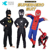 DENOSWIM เด็ก Spider-Ma * N/spiderm*an/batma*n/superma*n ซูเปอร์ฮีโร่คอสเพลย์หน้ากากฮาโลวีนเครื่องแต่งกายเด็กหนุ่มๆสาวๆ Coser ของเล่น