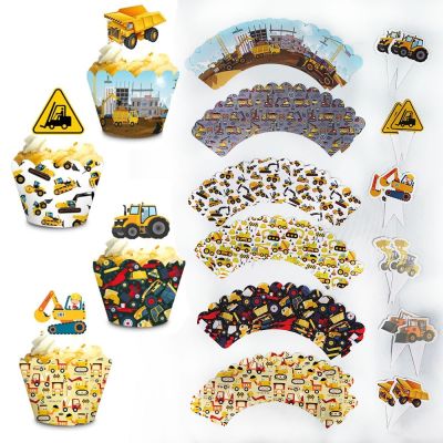 【CW】✒✕  Construction Birthday  Toppers and Wrappers Truck Dump Engineering Themed Happy Supplies Decoration