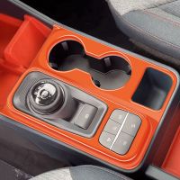 LHD Car Gear Shift Control Panel Trim Cover for Ford Maverick Pickup 2022 2023 ABS Orange Water Cup Holder Frame