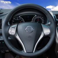 【YF】 Shining wheat Hand-stitched Black Leather Steering Wheel Cover for Nissan 2013 Teana 2014 X-Trail QASHQAI Sentra