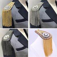 Diamond-studded Metal Tassel Epaulettes Stage Handmade Suit Accessories Decor Shoulder Pads Clothes Fringe Shoulder Pad