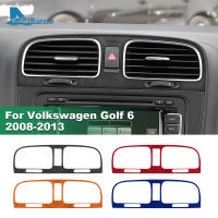 กรอบกลางช่องแอร์หนังกลับแอร์สปีดสำหรับ Volkswagen Golf 6 2008-2013ช่องลมแผงหน้ารถควบคุมส่วนกลางกรอบช่องลมอุปกรณ์เสริมที่คลุมกรอบสมบูรณ์ช่องลมเครื่องปรับอากาศกลาง