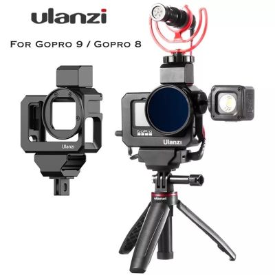 Best Seller!! ULANZI Gopro 11 10 9 8 Metal Vlog CAGE Dual Cold Shoe for Microphone LED Light 52mm Filter Adapter กรอบเฟรมอลูมิเนียม