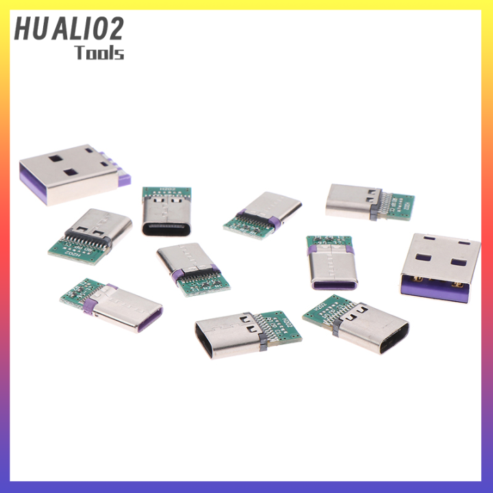 huali02-อะแดปเตอร์12-24พินตัวเมีย-ตัวผู้ต่อกับลวดและสายเคเบิลรองรับบอร์ด-pcb-5ชิ้น-usb-3-1ชนิด-c