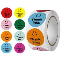 100/500pcs Round Thank You Stickers 1.5inch Cute Smile Face Sticker For Birthday Gift Decor Wedding Envelope Seals Labels Stickers Labels