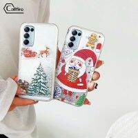 Callfire เคสใส่โทรศัพท์คอลไฟสำหรับ OPPO Reno 3 Pro Reno 4 Pro Reno 5 4G 5G 5G ซานตาคลอสรูปแบบต้นคริสต์มาสลายกวางน่ารักสำหรับเทศกาลคริสต์มาส