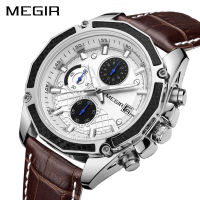 MEGIR Quartz Men Watches Fashion Genuine Leather Chronograph Watch Clock for Gentle Men Male Students Reloj Hombre 2015