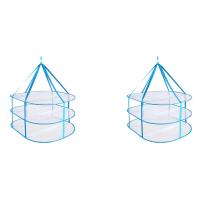 2X 3-Tier Portable Mesh Clothes Hanging Dryer, Foldable Sweater Drying Rack, Collapsible Hanging Laundry Rack