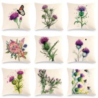 [COD] big flowers butterfly linen pillowcase cross-border platform and other sources of supply home decoration zx424