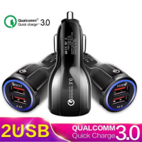 ที่ชาร์จแบตในรถเร็วอะแดปเตอร์เครื่องชาร์จ USB คู่ QC 3.0ที่ชาร์จโทรศัพท์มือถือในรถยนต์